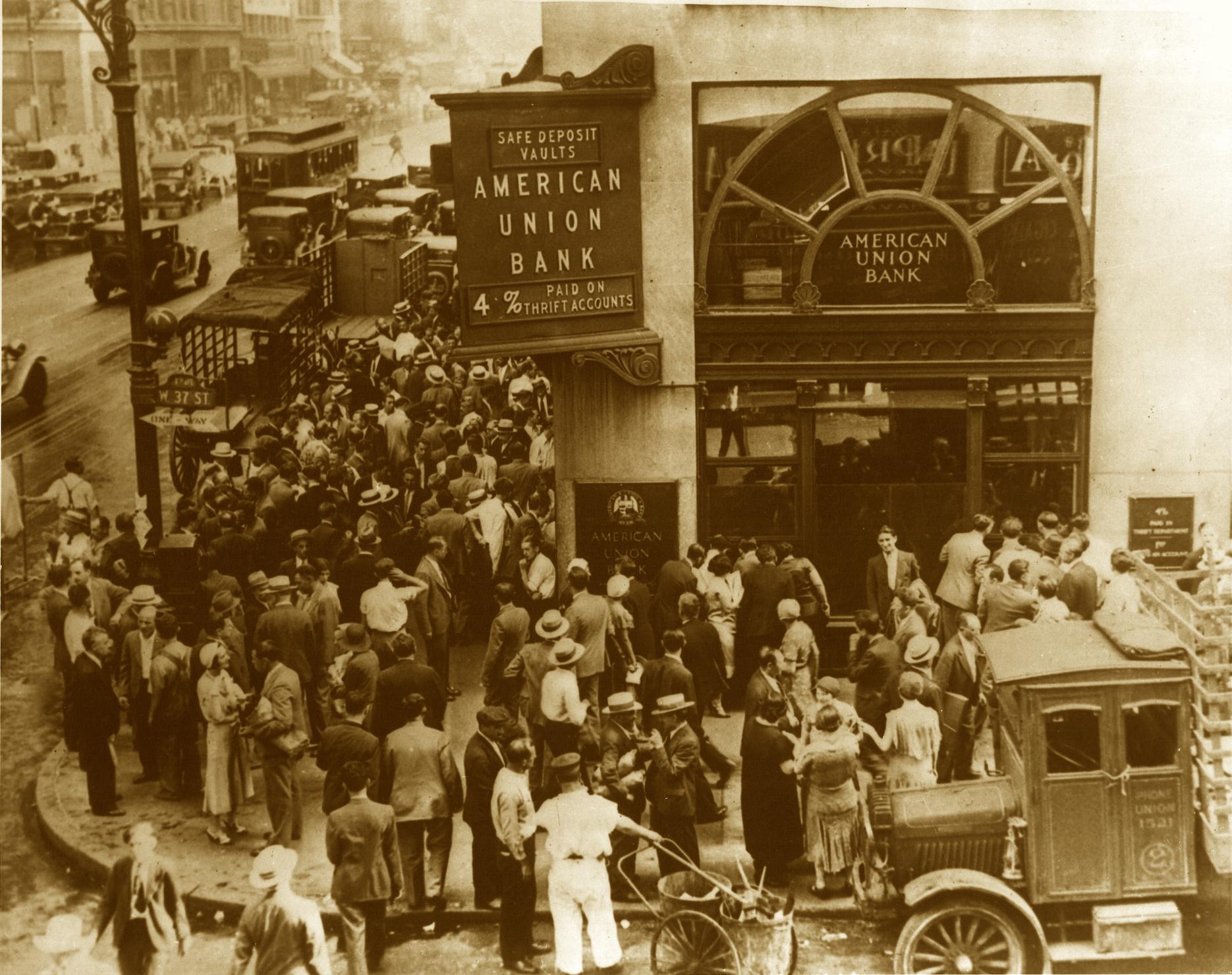 Bank Run on American Union Bank in 1929